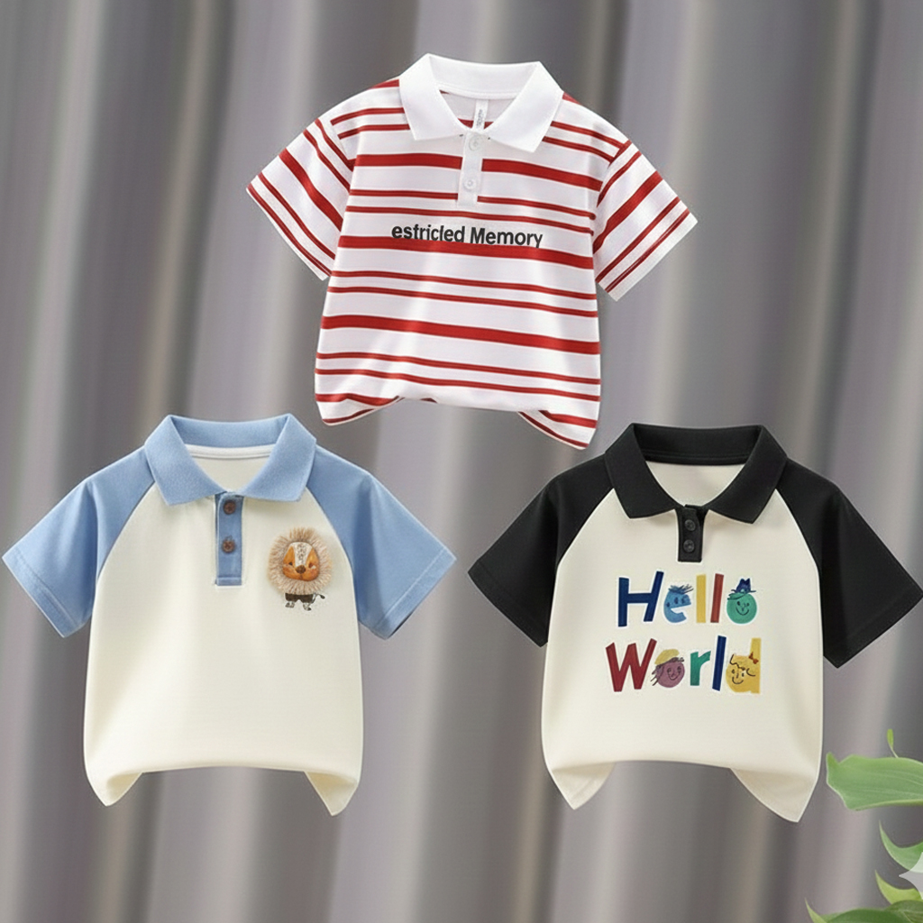 Stylish cotton Polo t-shirt combo for boys=HZ-558