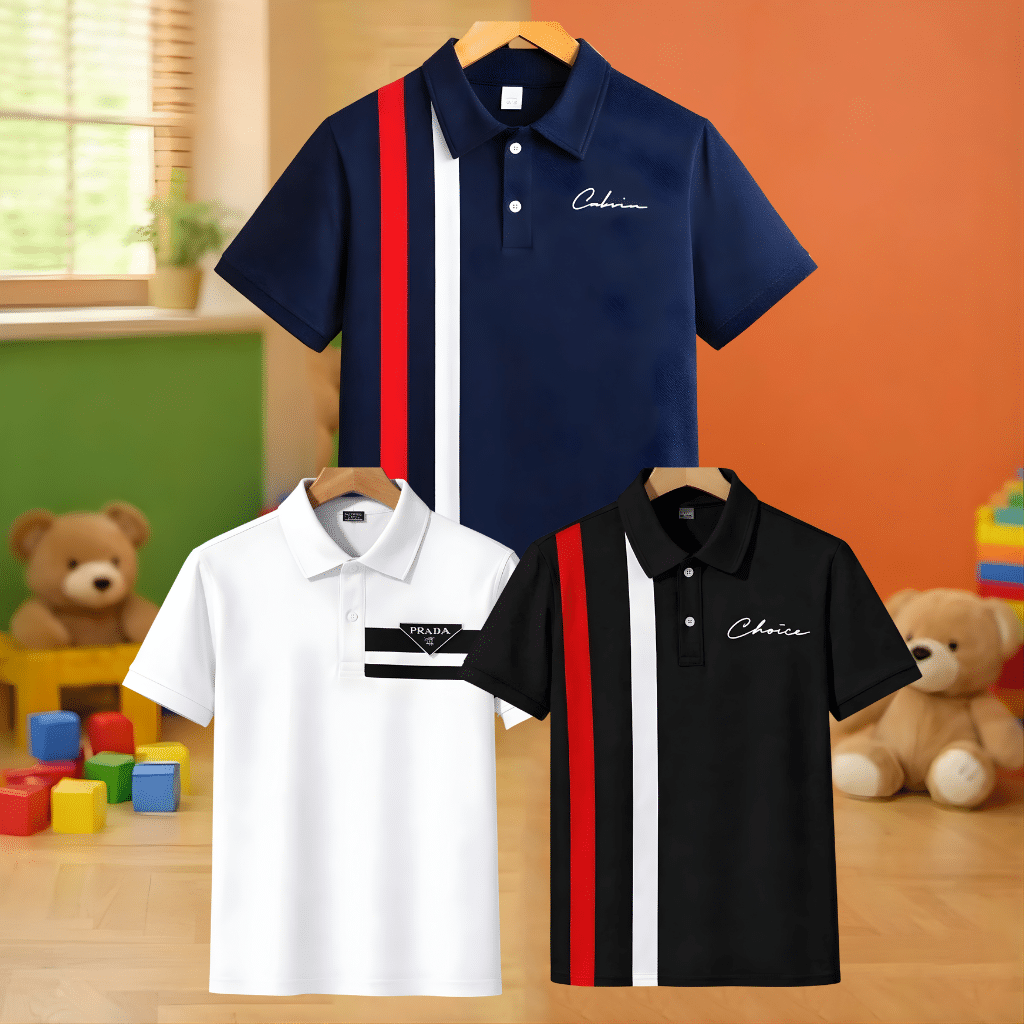 Stylish cotton Polo t-shirt combo for boys=TN-105
