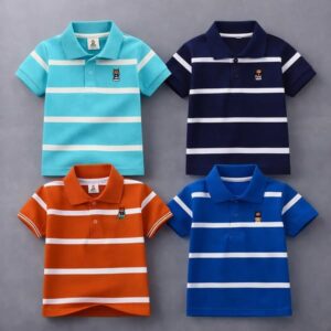 TMF-624 POLO T SHIRT Combo 4pcs-(deep sky-blue/navy/deep-orange/royal-blue)